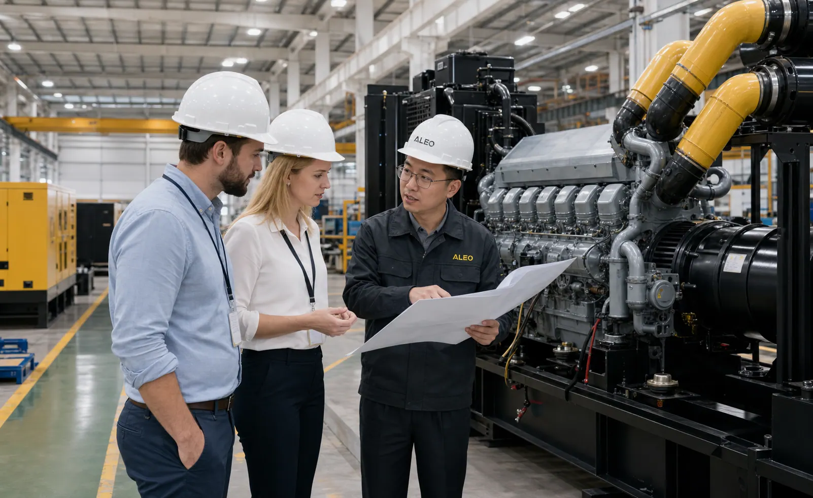 Overseas customers visiting ALEO POWER generator factory